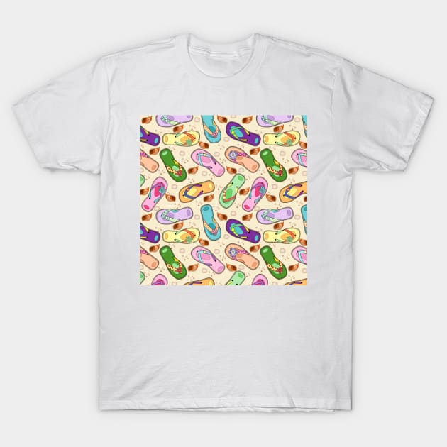 Flip Flops Pattern T-Shirt by Designoholic